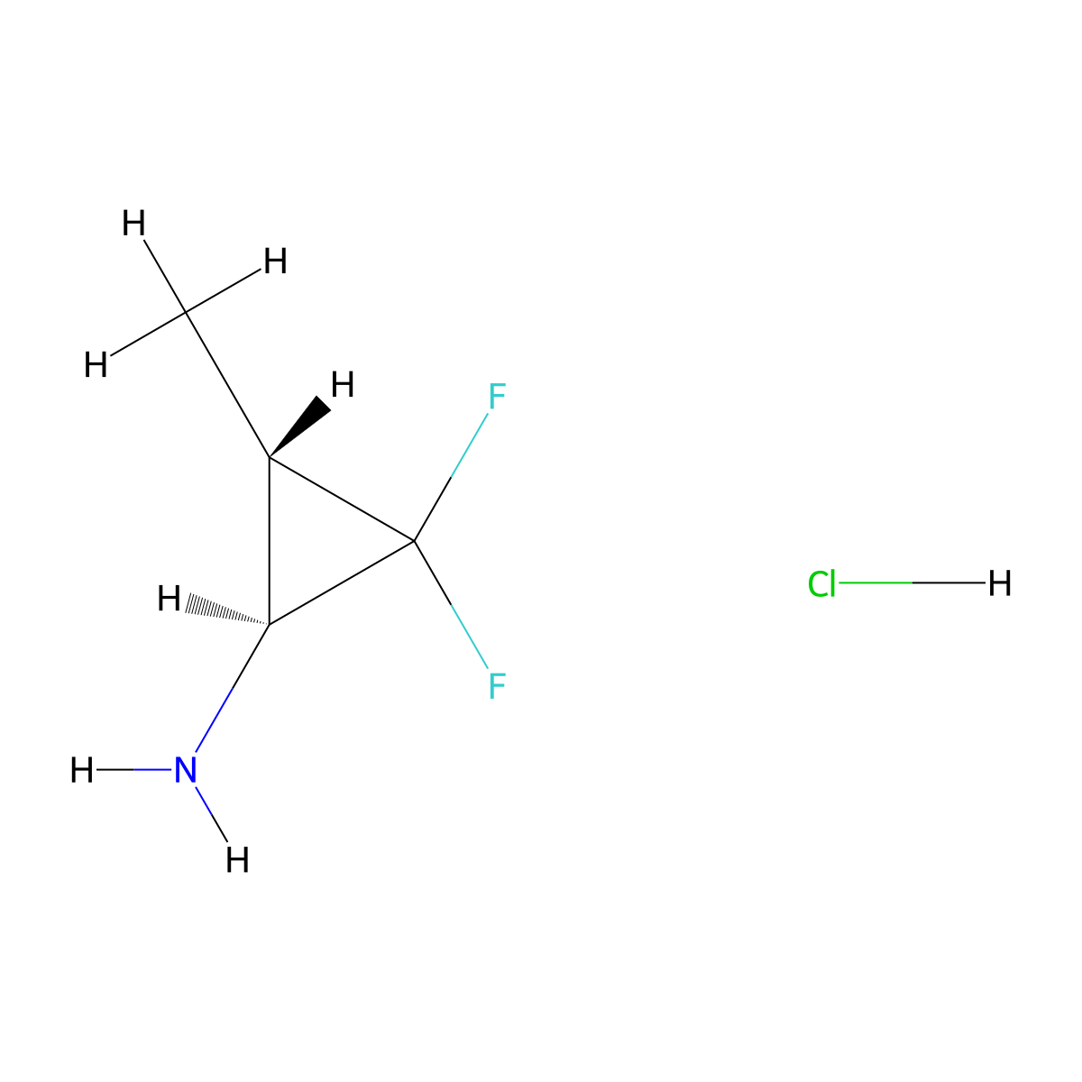 trans-(1S,3S)-2,2-difluoro-3-methylcyclopropan-1-amine;hydrochloride molecular structure, CAS 2743625-99-0