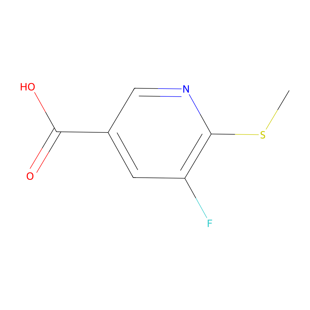 5-Fluoro-6-(methylthio)nicotinic acid molecular structure, CAS 2743829-42-5