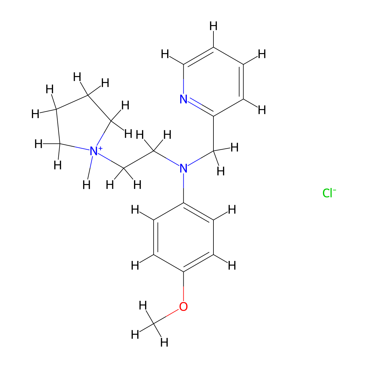 Aniline, p-methoxy-N-(2-pyridylmethyl)-N-(2-(1-pyrrolidinyl)ethyl)-, hydrochloride molecular structure, CAS 27439-42-5