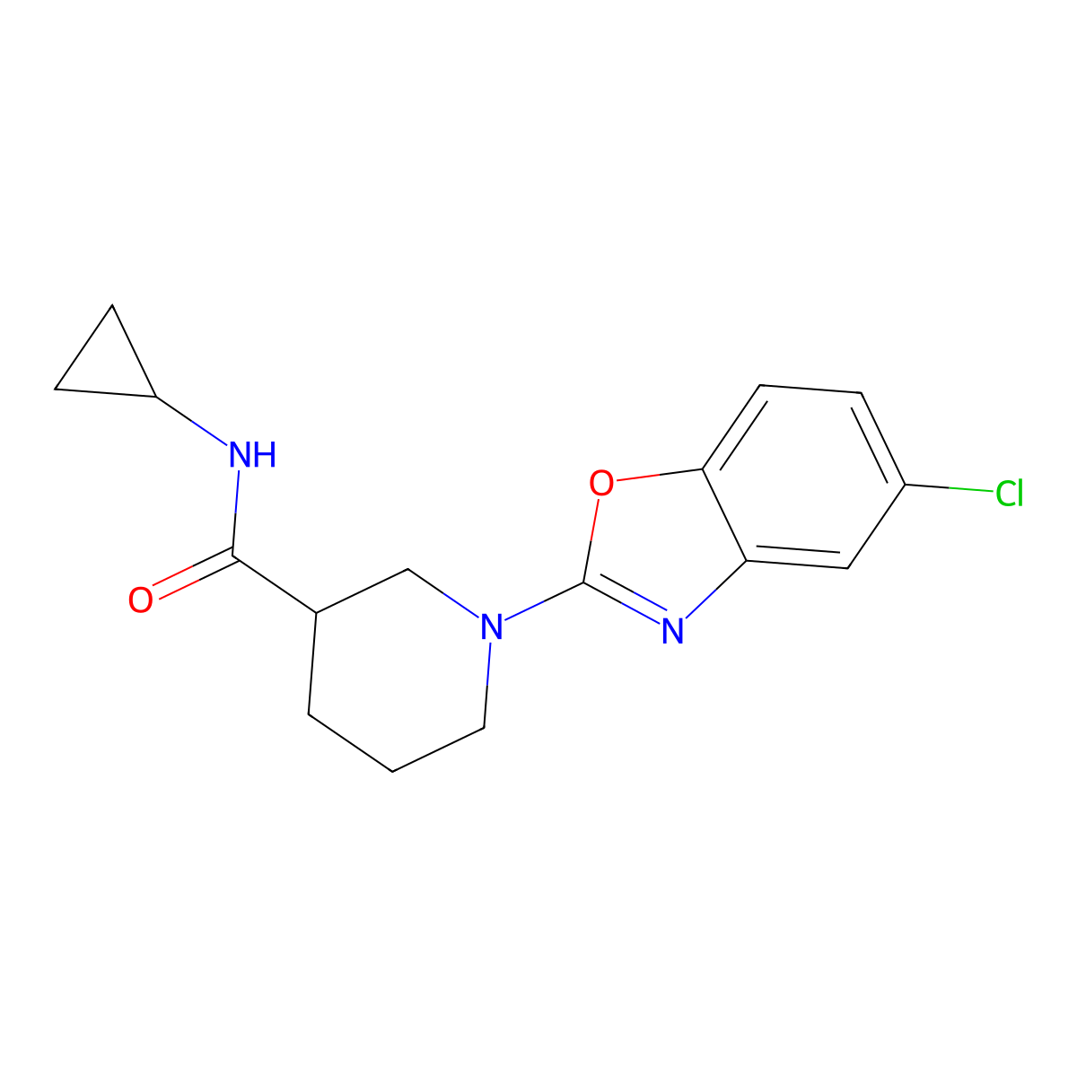 1-(5-chloro-1,3-benzoxazol-2-yl)-N-cyclopropylpiperidine-3-carboxamide molecular structure, CAS 2743917-76-0