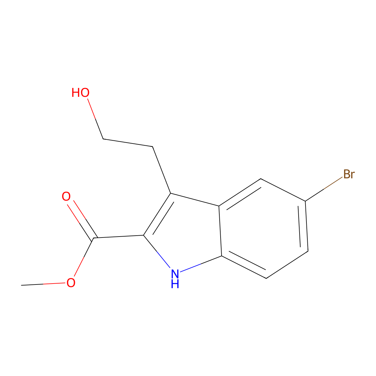Methyl 5-Bromo-3-(2-hydroxyethyl)-1H-indole-2-carboxylate molecular structure, CAS 2744064-41-1
