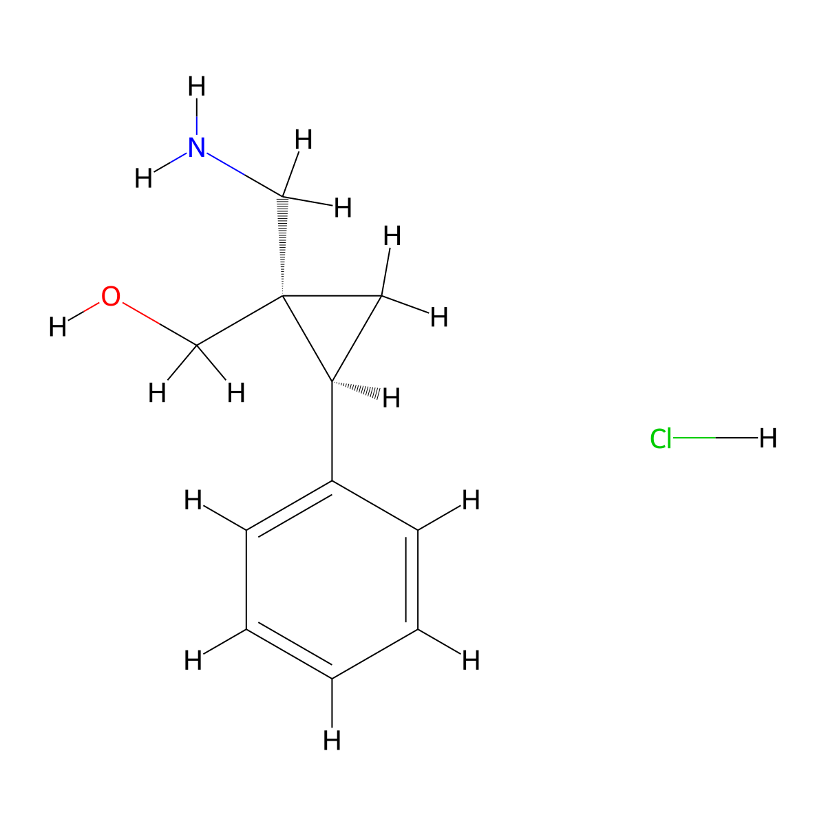 rac-[(1R,2R)-1-(aminomethyl)-2-phenylcyclopropyl]methanol hydrochloride molecular structure, CAS 2744270-46-8