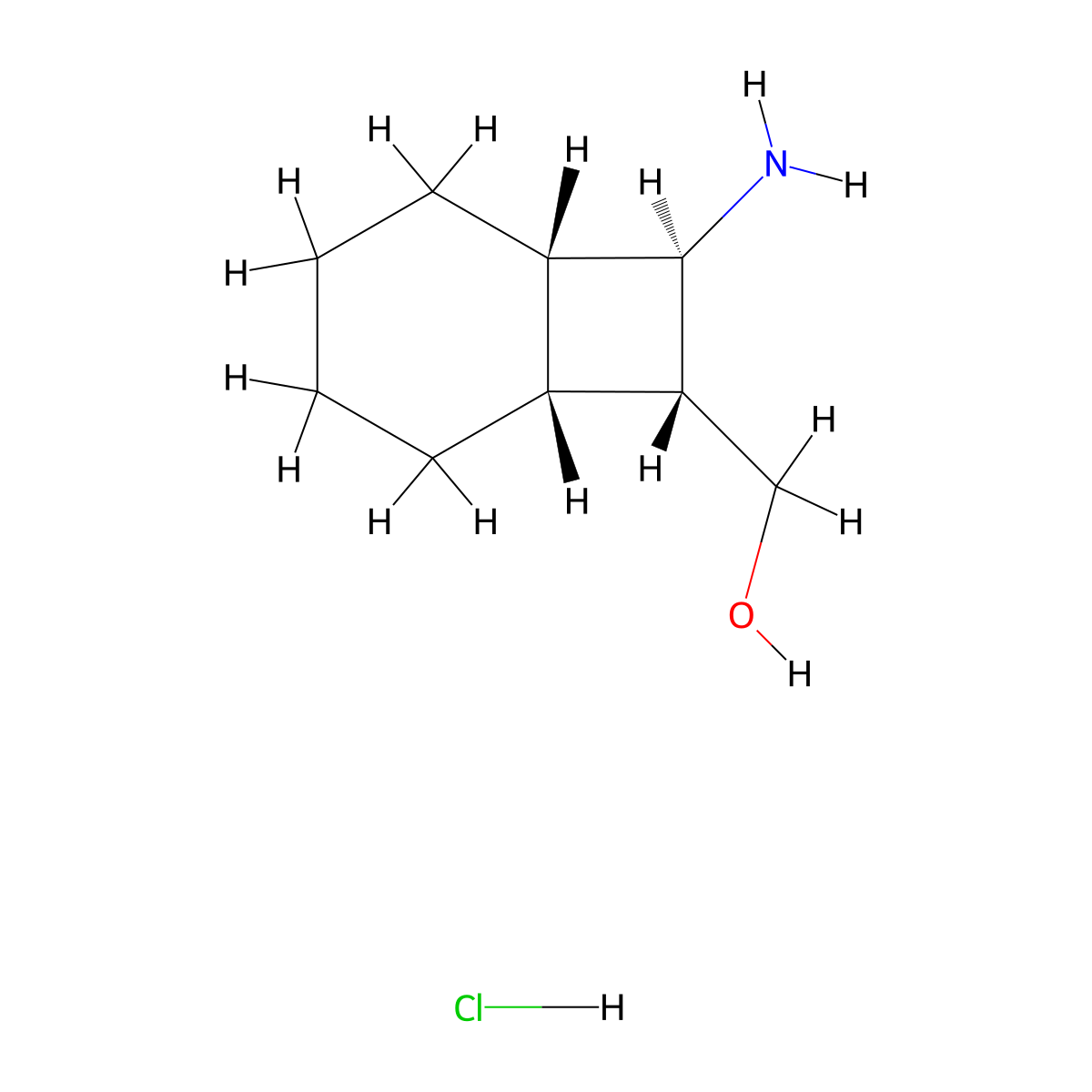 rac-[(1R,6S,7S,8S)-8-aminobicyclo[4.2.0]octan-7-yl]methanol hydrochloride molecular structure, CAS 2744270-66-2