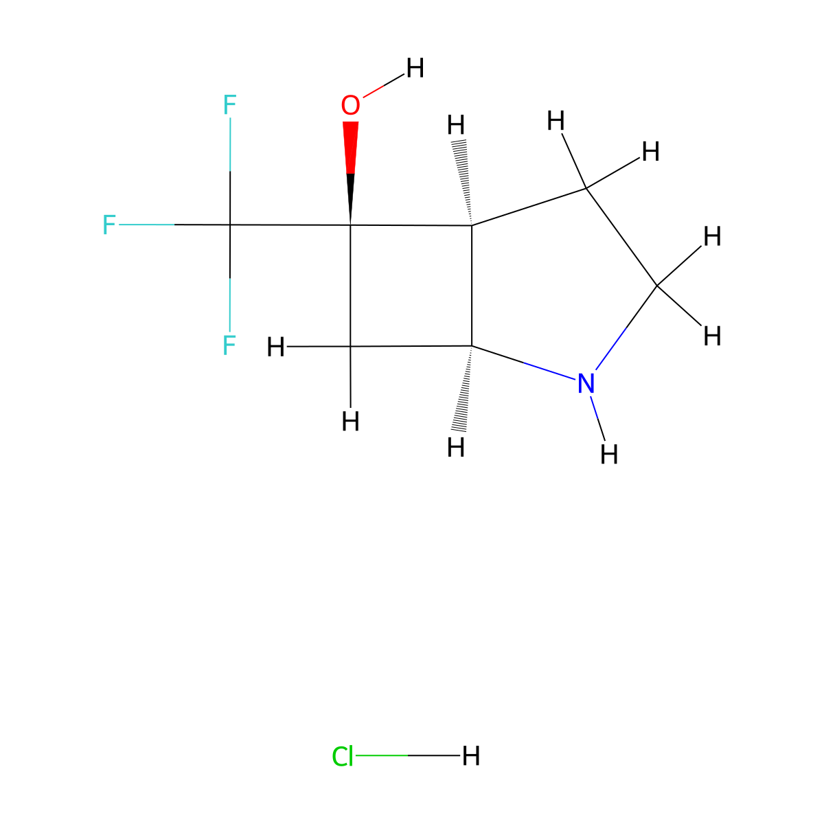 rac-(1R,5R,6S)-6-(trifluoromethyl)-2-azabicyclo[3.2.0]heptan-6-ol hydrochloride molecular structure, CAS 2744270-74-2