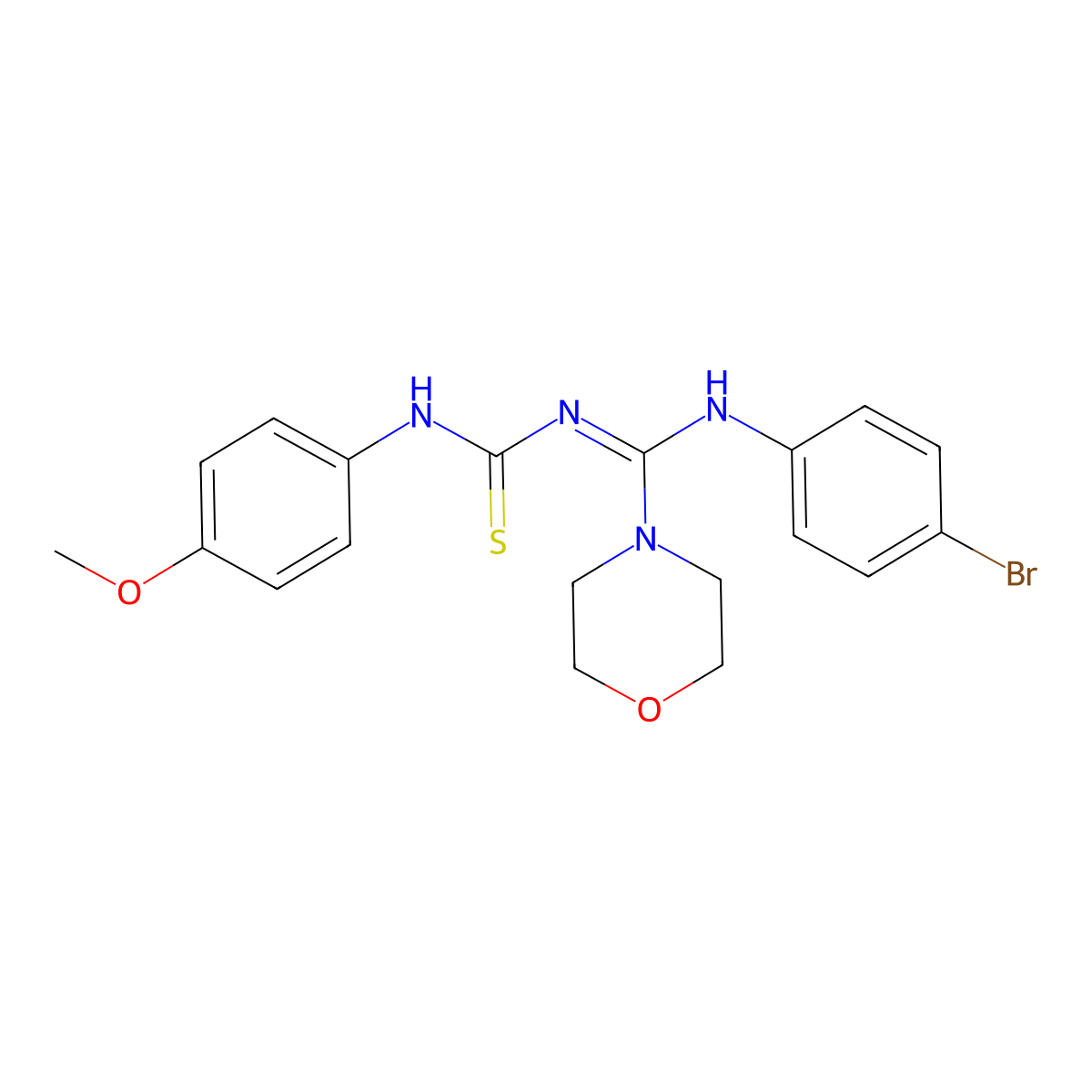 (E)-N'-(4-bromophenyl)-N-((4-methoxyphenyl)carbamothioyl)morpholine-4-carboximidamide molecular structure, CAS 27443-30-7