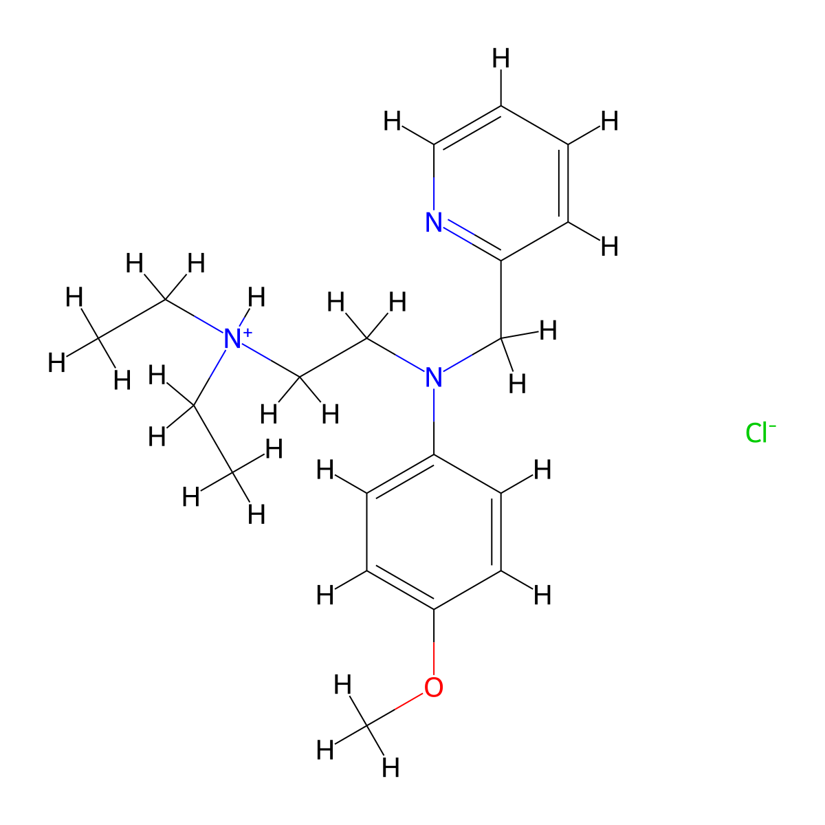 Ethylenediamine, N,N-diethyl-N'-(p-methoxyphenyl)-N'-(2-pyridylmethyl)-, hydrochloride molecular structure, CAS 27445-44-9