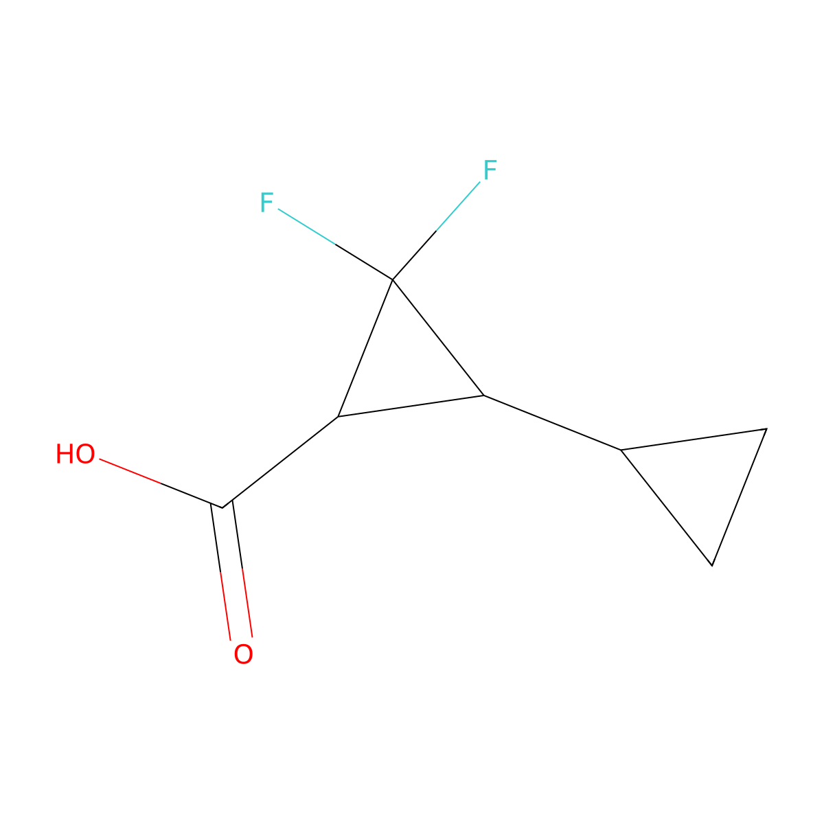 rac-(1R,3S)-3-cyclopropyl-2,2-difluorocyclopropane-1-carboxylic acid molecular structure, CAS 2744526-57-4