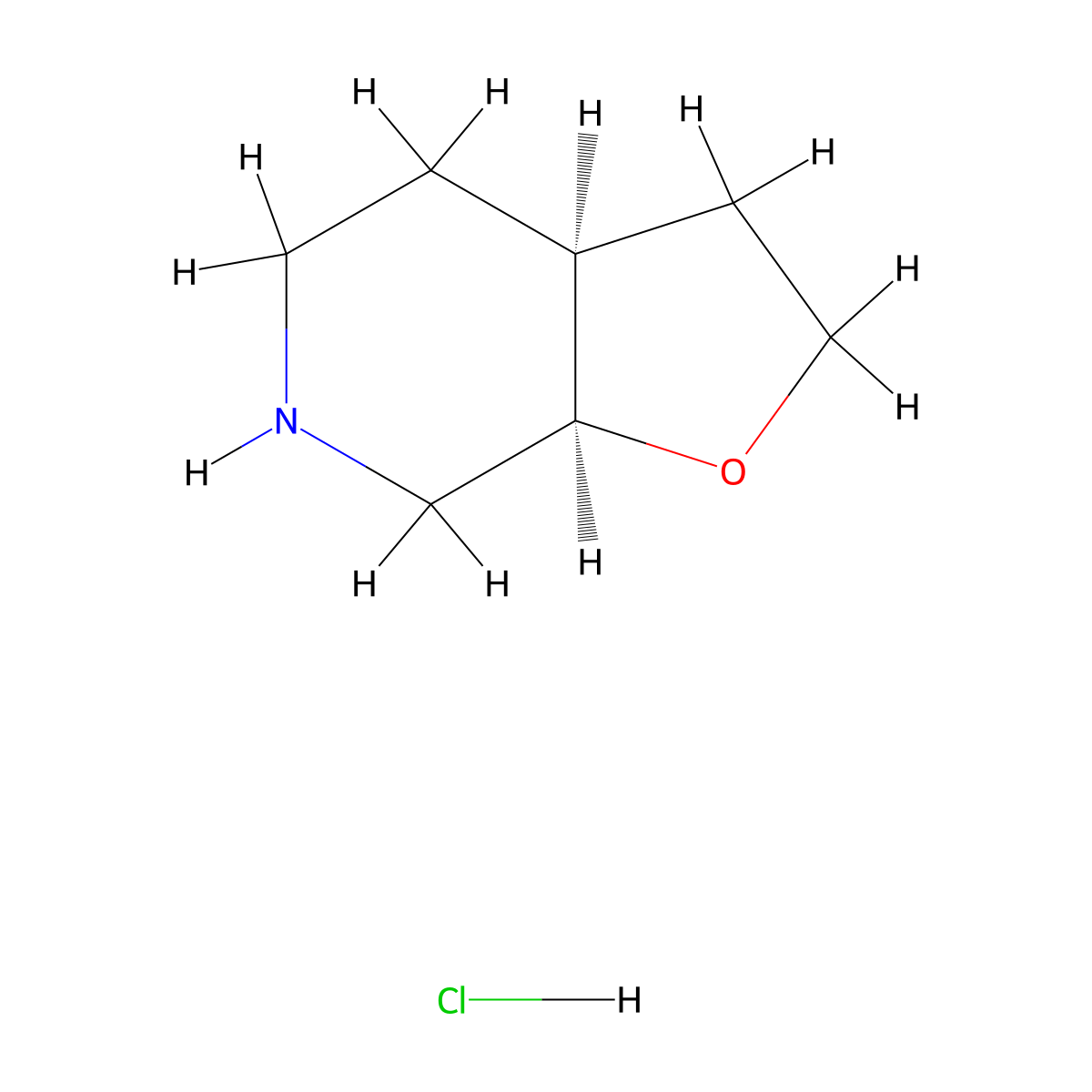 rac-(3aR,7aS)-octahydrofuro(2,3-c)pyridine hydrochloride molecular structure, CAS 2744549-58-2