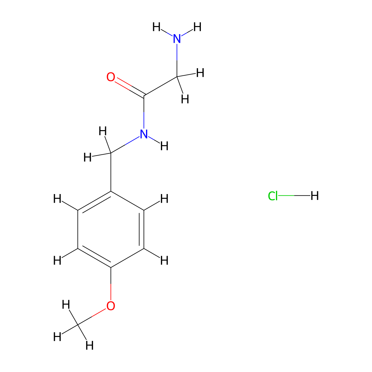 2-amino-N-((4-methoxyphenyl)methyl)acetamide hydrochloride molecular structure, CAS 27449-35-0