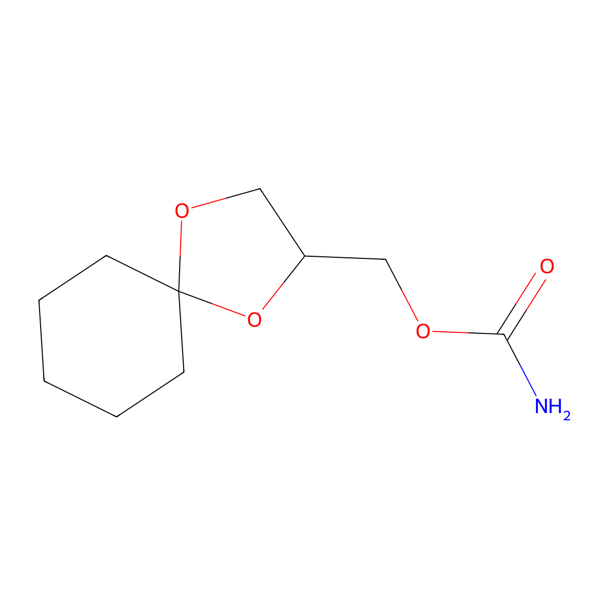 1,4-Dioxaspiro(4.5)decane-2-methanol, carbamate molecular structure, CAS 27450-15-3