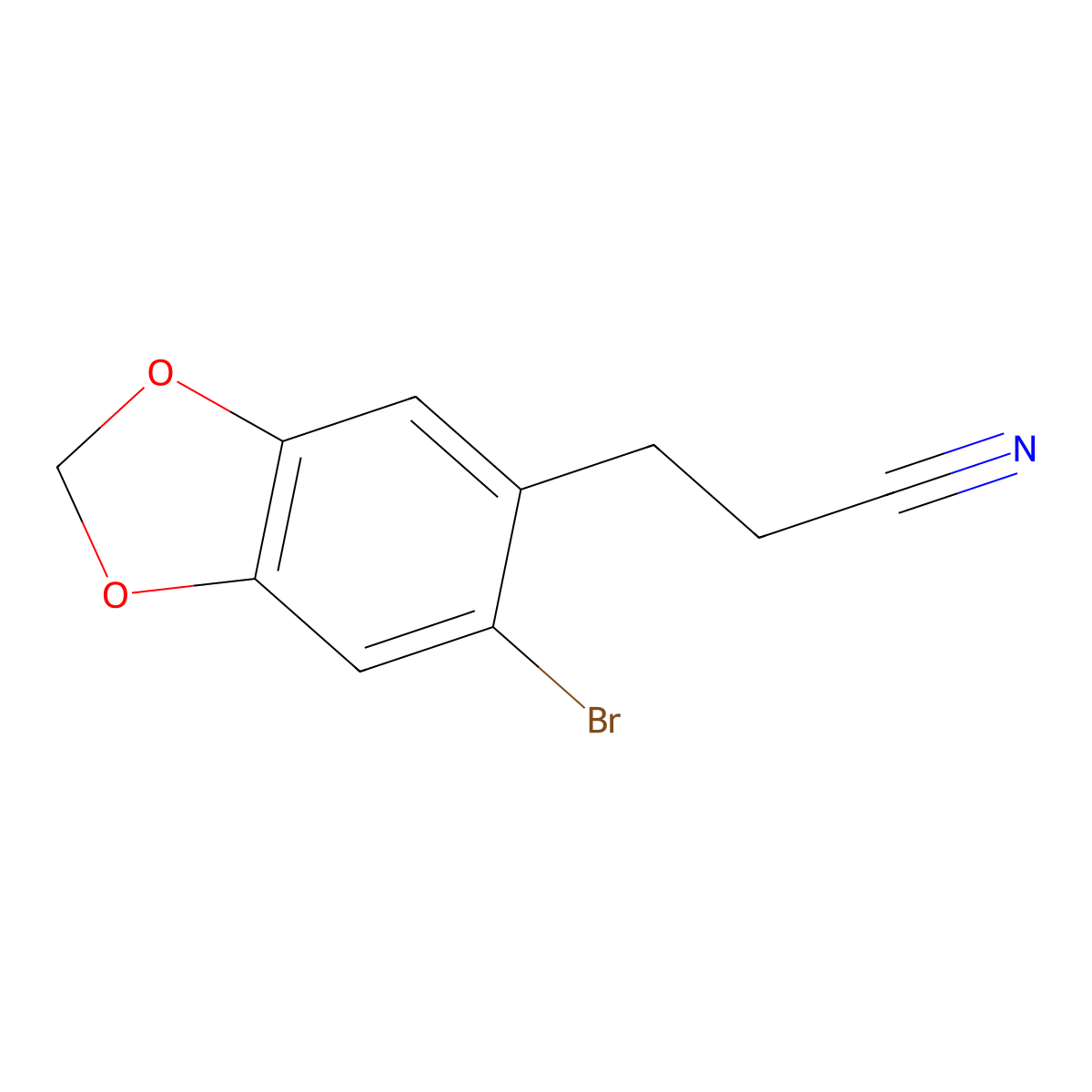 3-(6-Bromo-1,3-benzodioxol-5-yl)propanenitrile molecular structure, CAS 27452-03-5