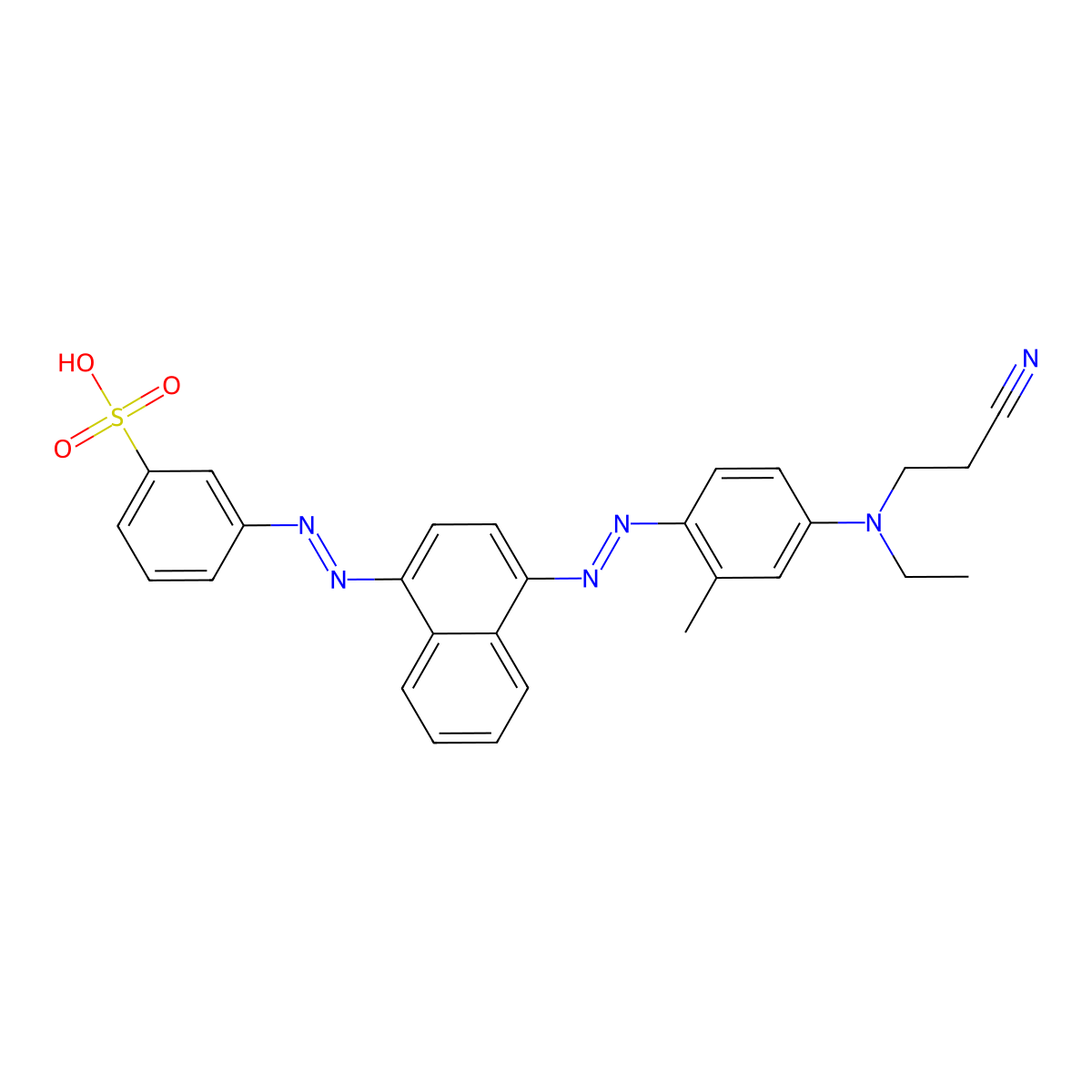 Benzenesulfonic acid, 3-[2-[4-[2-[4-[(2-cyanoethyl)ethylamino]-2-methylphenyl]diazenyl]-1-naphthalenyl]diazenyl]- molecular structure, CAS 27452-68-2