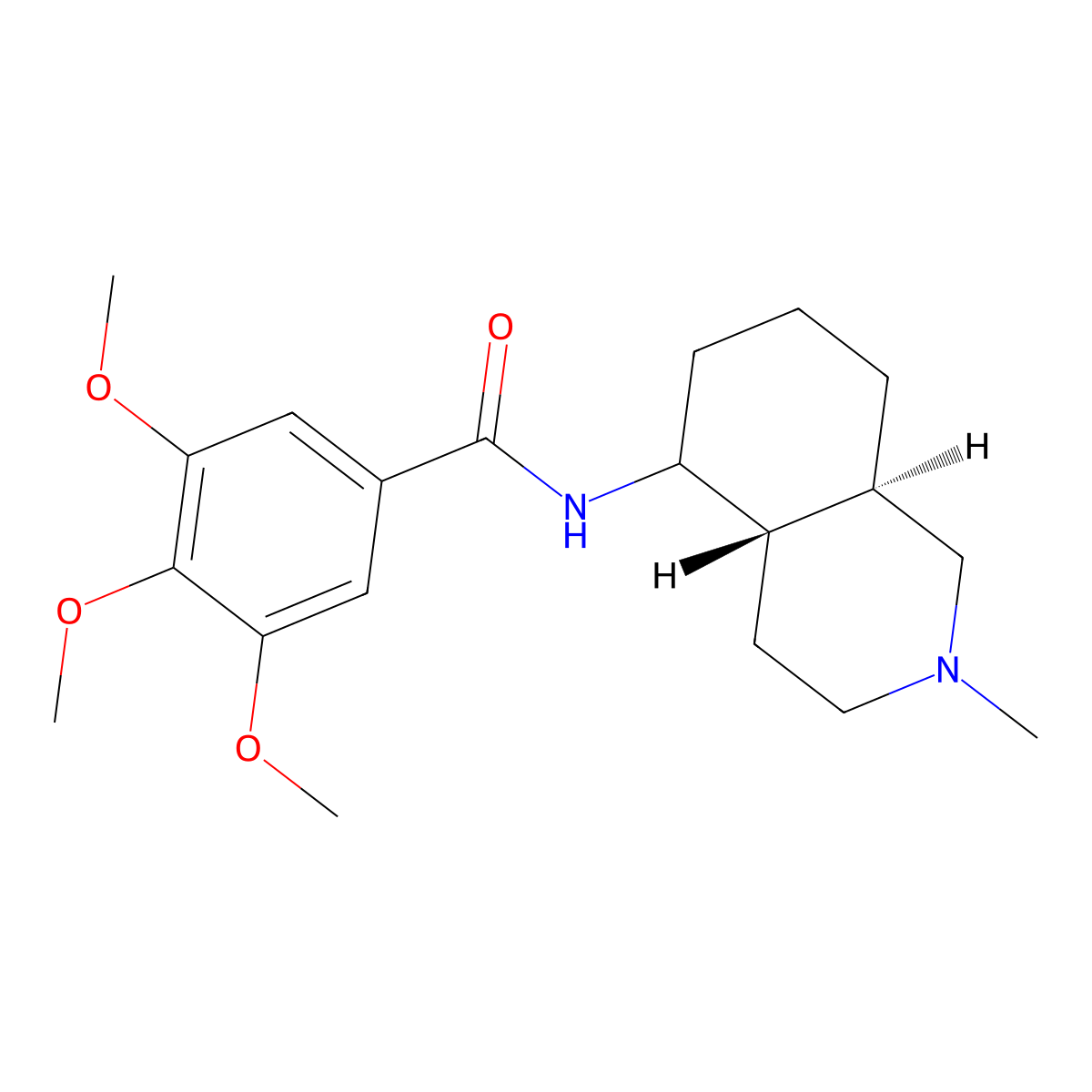 Benzamide, N-(decahydro-2-methyl-5-isoquinolyl)-3,4,5-trimethoxy-, trans- molecular structure, CAS 27460-73-7