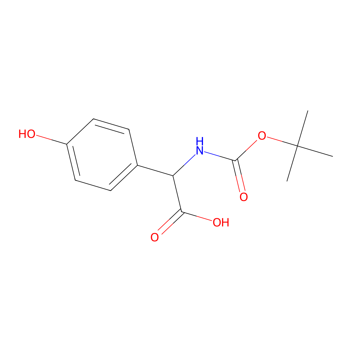 Boc-4-hydroxy-D-phenylglycine molecular structure, CAS 27460-85-1