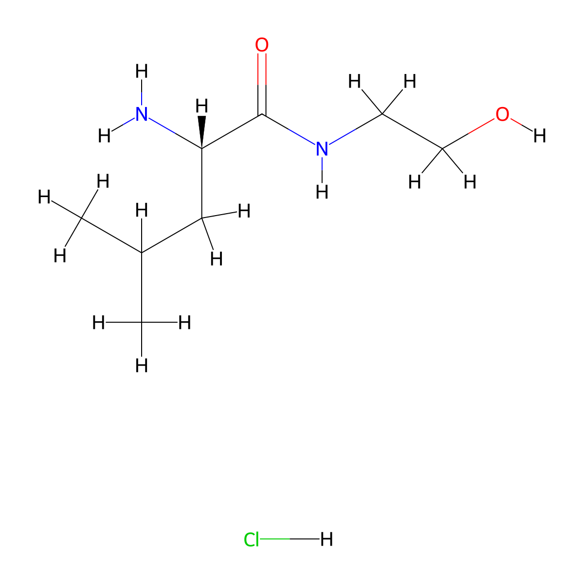 (2S)-2-amino-N-(2-hydroxyethyl)-4-methylpentanamide hydrochloride molecular structure, CAS 27461-78-5