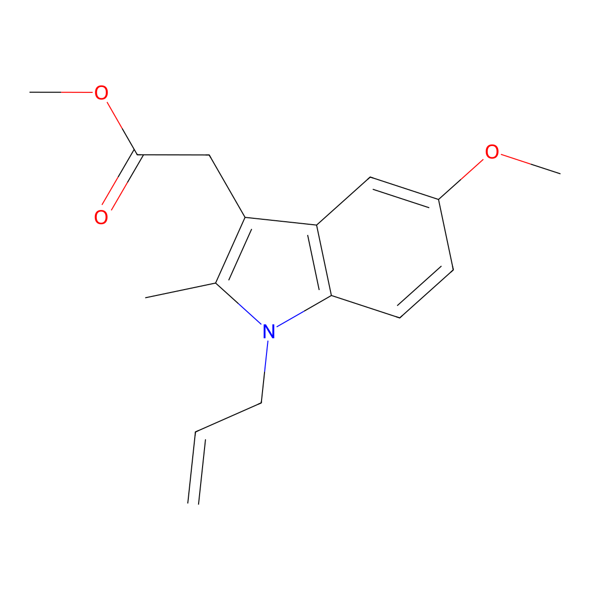 Indole-3-acetic acid, 1-allyl-5-methoxy-2-methyl-, methyl ester molecular structure, CAS 27462-95-9