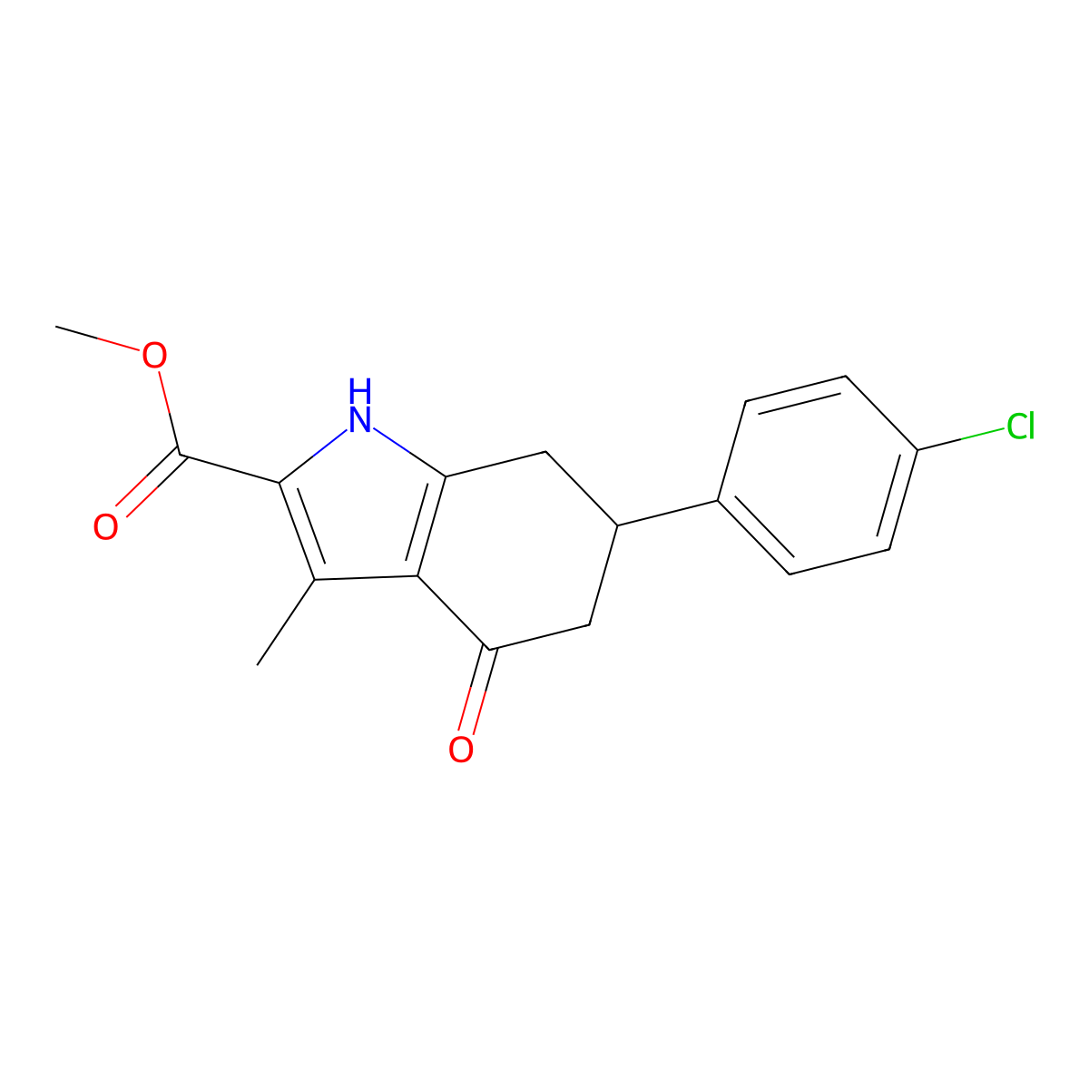 methyl 6-(4-chlorophenyl)-3-methyl-4-oxo-4,5,6,7-tetrahydro-1H-indole-2-carboxylate molecular structure, CAS 27463-39-4