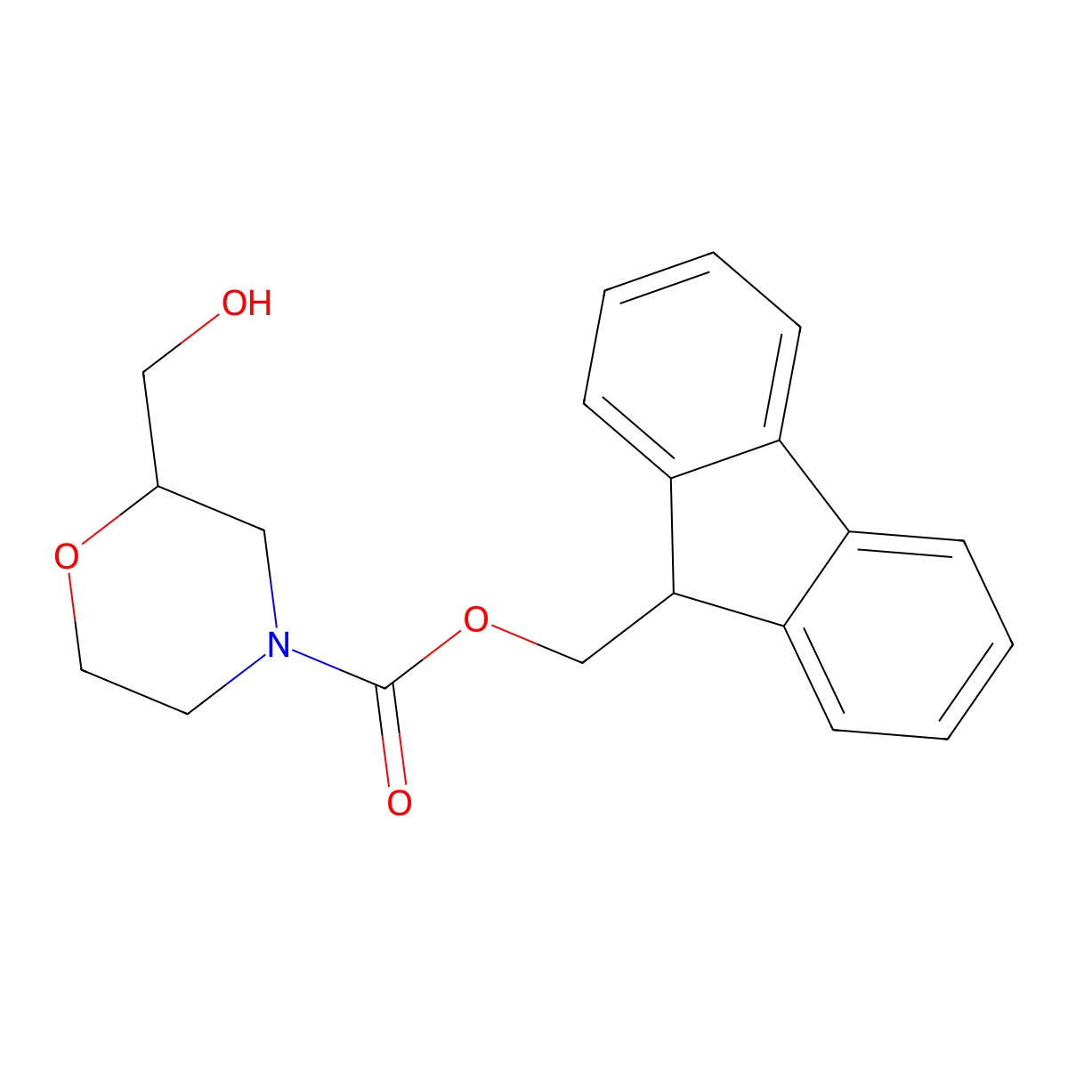 (9H-fluoren-9-yl)methyl (2R)-2-(hydroxymethyl)morpholine-4-carboxylate molecular structure, CAS 2746380-99-2