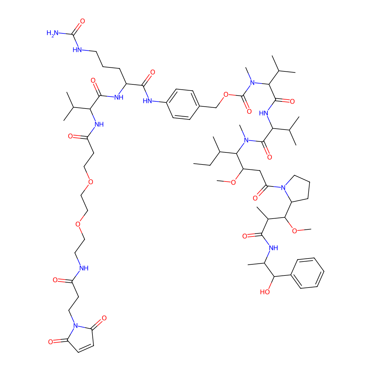 MAL-di-EG-Val-Cit-PAB-MMAE molecular structure, CAS 2746391-62-6