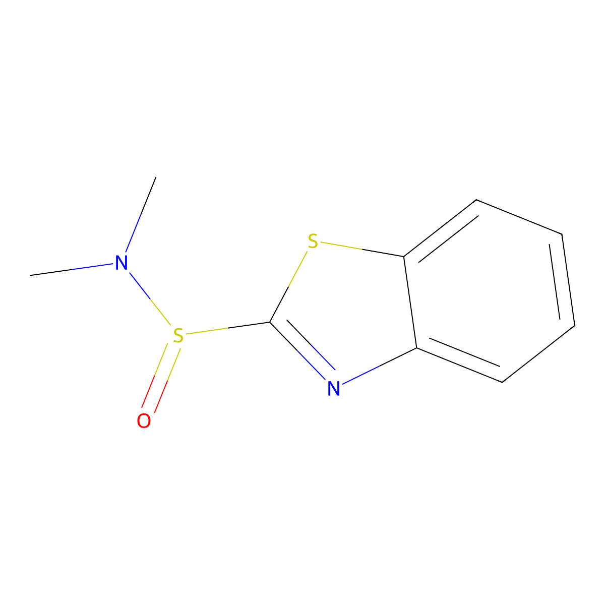 2-Benzothiazolesulfinamide, N,N-dimethyl- molecular structure, CAS 27464-38-6