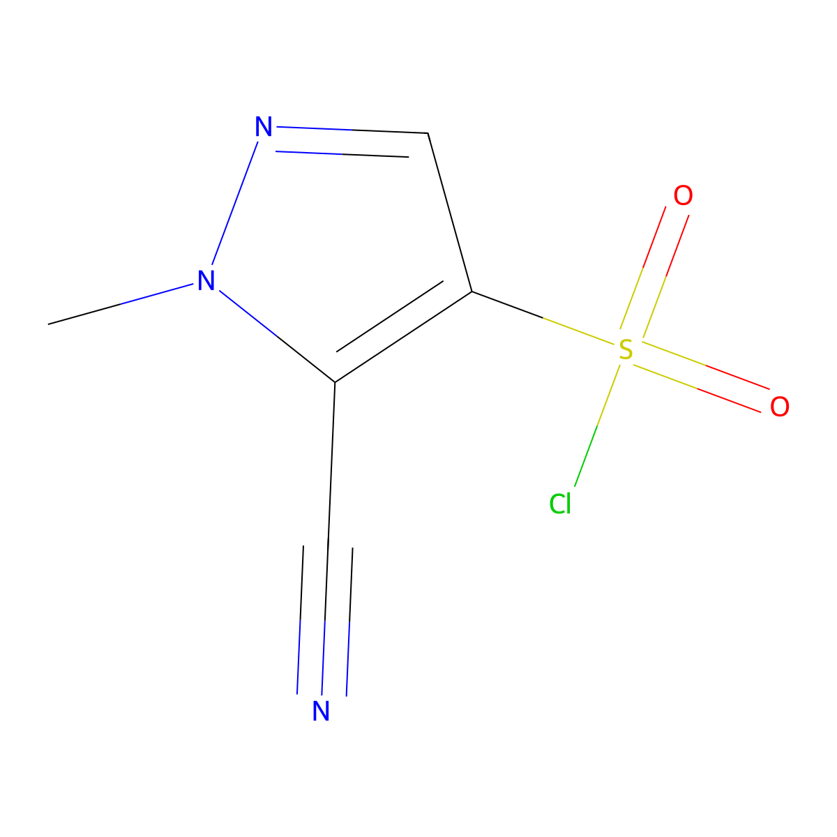 5-cyano-1-methyl-1H-pyrazole-4-sulfonyl chloride molecular structure, CAS 2746407-05-4