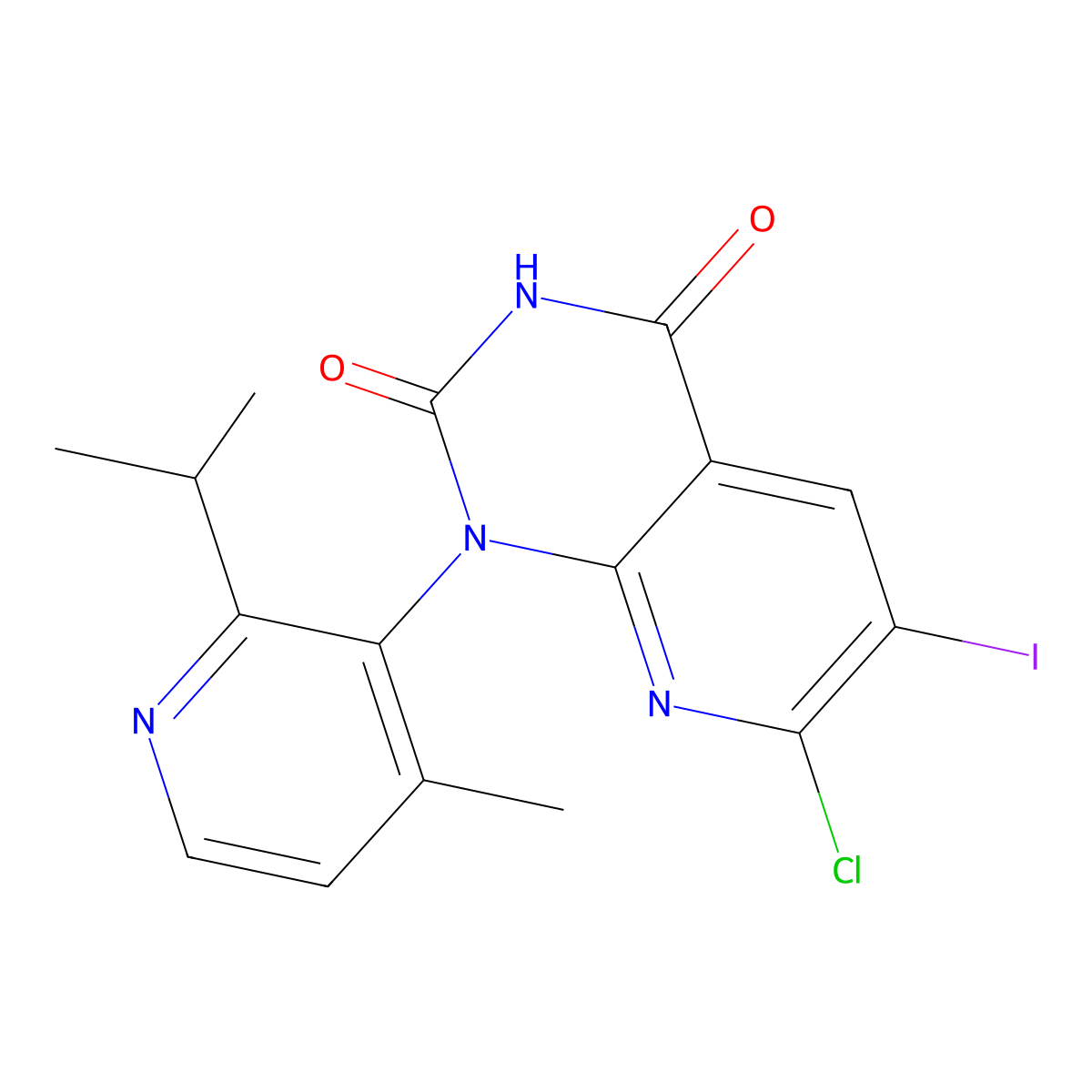 7-Chloro-6-iodo-1-(2-isopropyl-4-methylpyridin-3-yl)pyrido[2,3-d]pyrimidine-2,4(1H,3H)-dione molecular structure, CAS 2746448-64-4