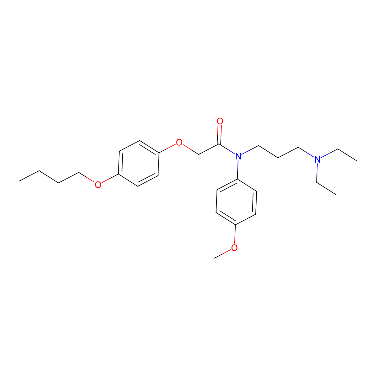 p-Acetanisidide, 2-(p-butoxyphenoxy)-N-(3-(diethylamino)propyl)- molecular structure, CAS 27468-61-7