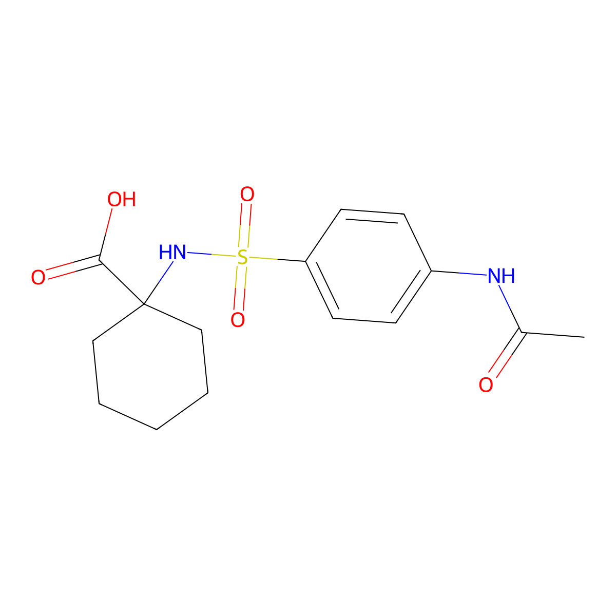 1-((4-Acetamidophenyl)sulfonamido)cyclohexane-1-carboxylic acid molecular structure, CAS 274686-10-1