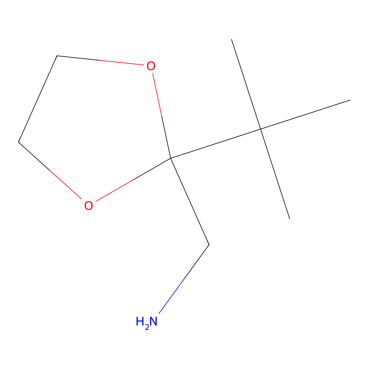 (2-Tert-butyl-1,3-dioxolan-2-yl)methanamine molecular structure, CAS 274686-23-6