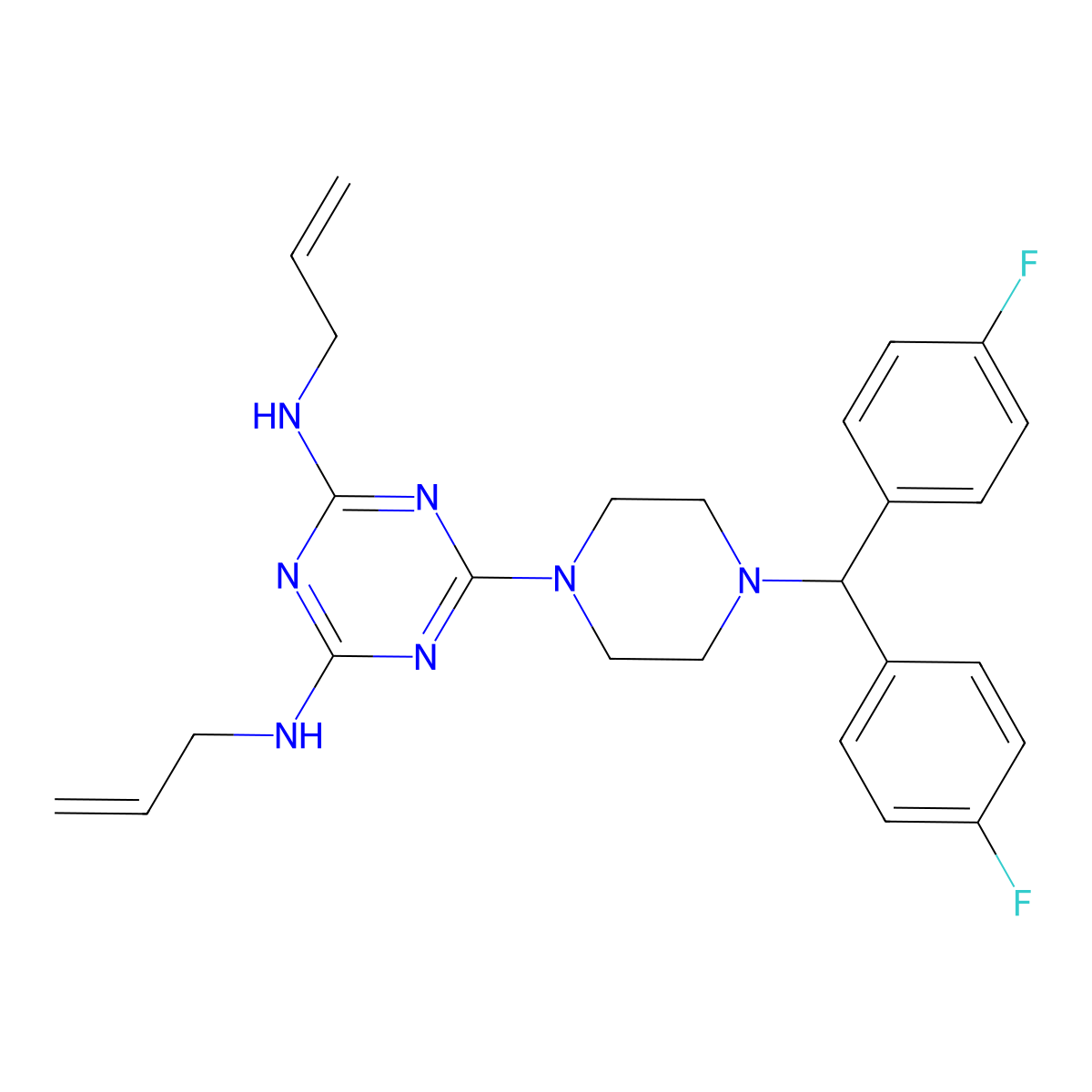 Almitrine molecular structure, CAS 27469-53-0