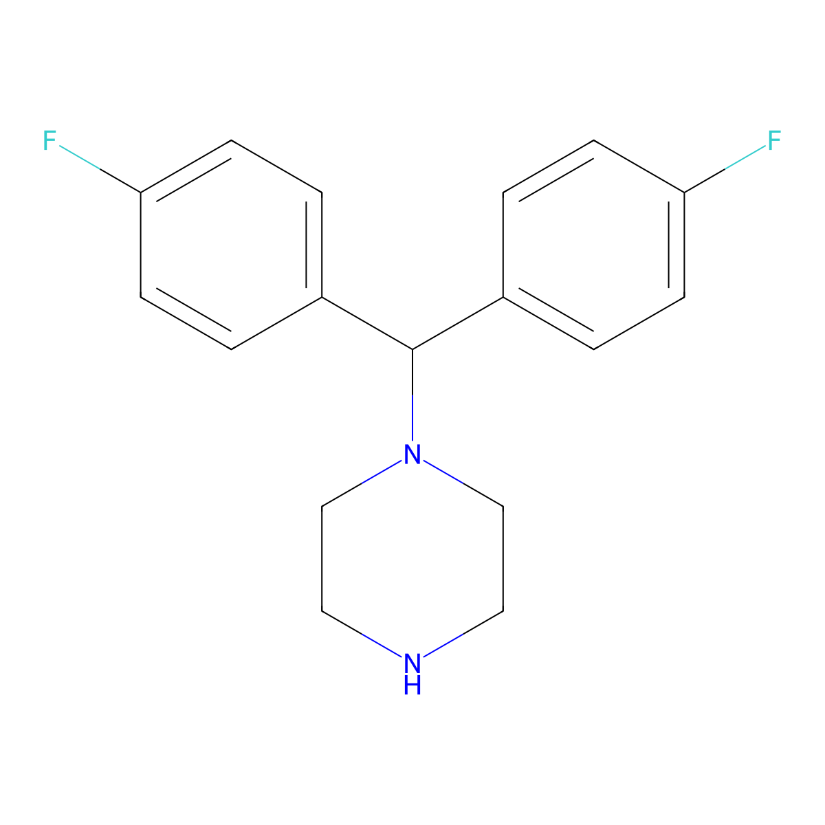 1-(Bis(4-fluorophenyl)methyl)piperazine molecular structure, CAS 27469-60-9