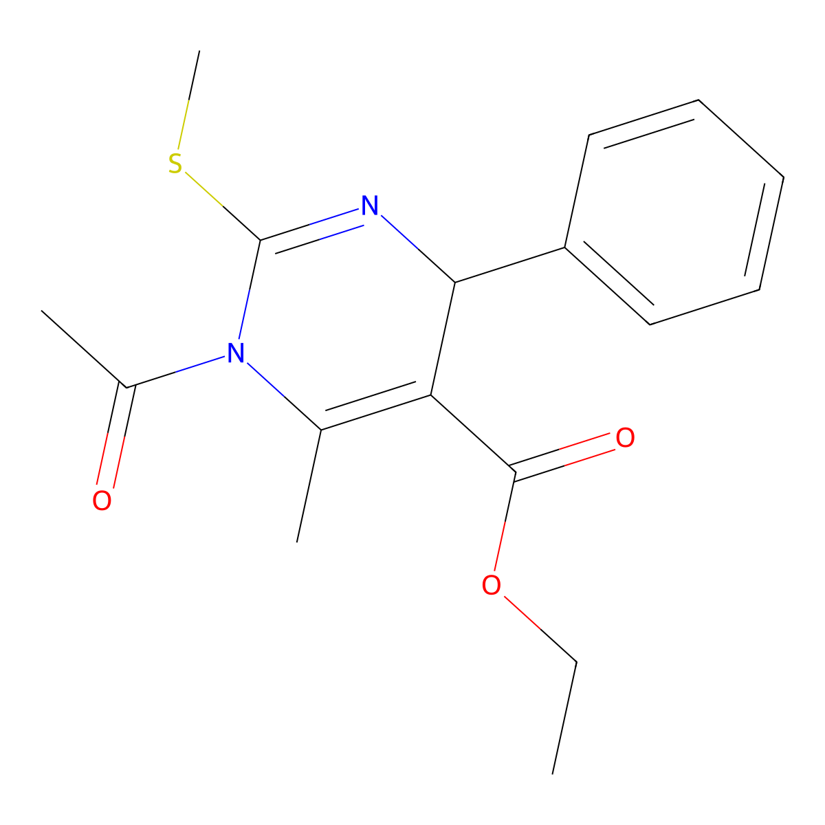 Ethyl 1-acetyl-1,4-dihydro-6-methyl-2-(methylthio)-4-phenyl-5-pyrimidinecarboxylate molecular structure, CAS 274691-29-1