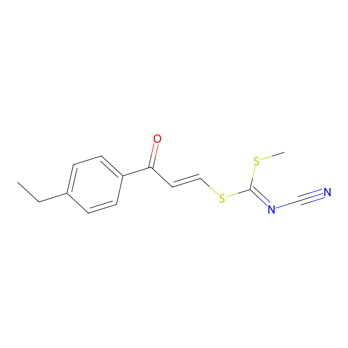 3-(4-Ethylphenyl)-3-oxoprop-1-en-1-yl methyl cyanocarbonodithioimidate molecular structure, CAS 274691-67-7