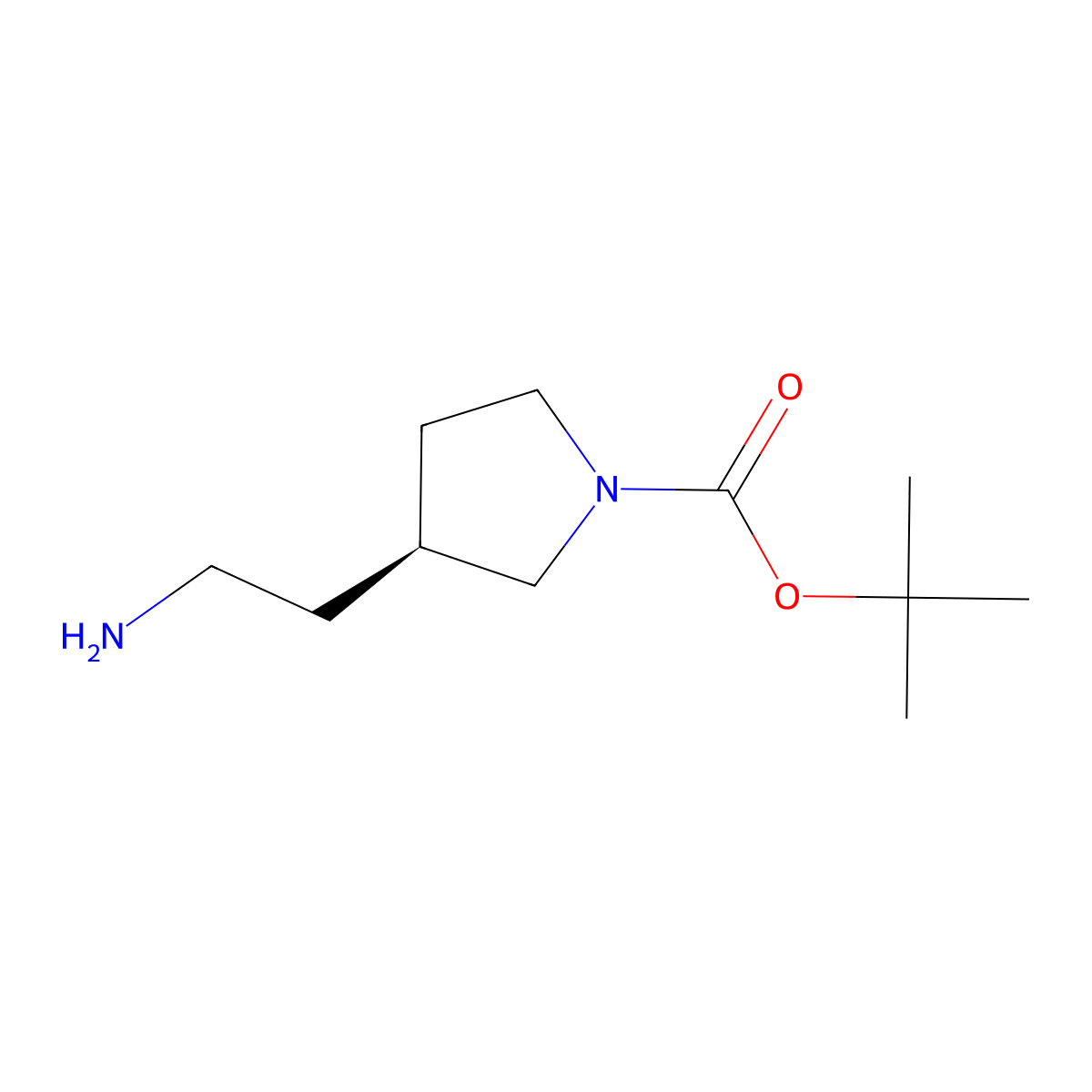 tert-butyl (3S)-3-(2-aminoethyl)pyrrolidine-1-carboxylate molecular structure, CAS 274692-08-9