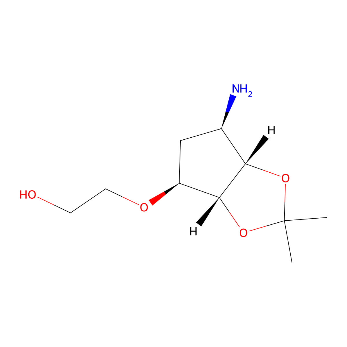 2-[[(3aR,4S,6R,6aS)-6-Aminotetrahydro-2,2-dimethyl-4H-cyclopenta-1,3-dioxol-4-yl]oxy]ethanol molecular structure, CAS 274693-55-9