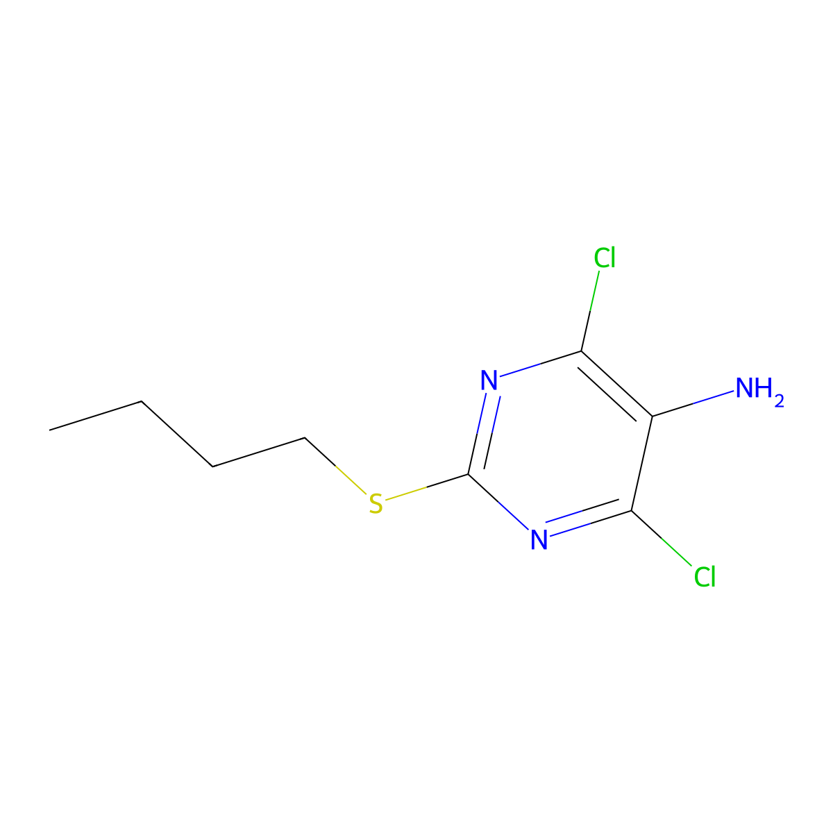 2-(Butylthio)-4,6-dichloropyrimidin-5-amine molecular structure, CAS 274693-56-0