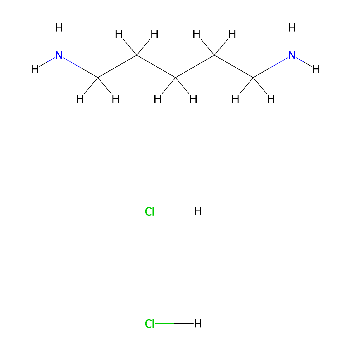 Cadaverine dihydrochloride molecular structure, CAS 2747-91-3
