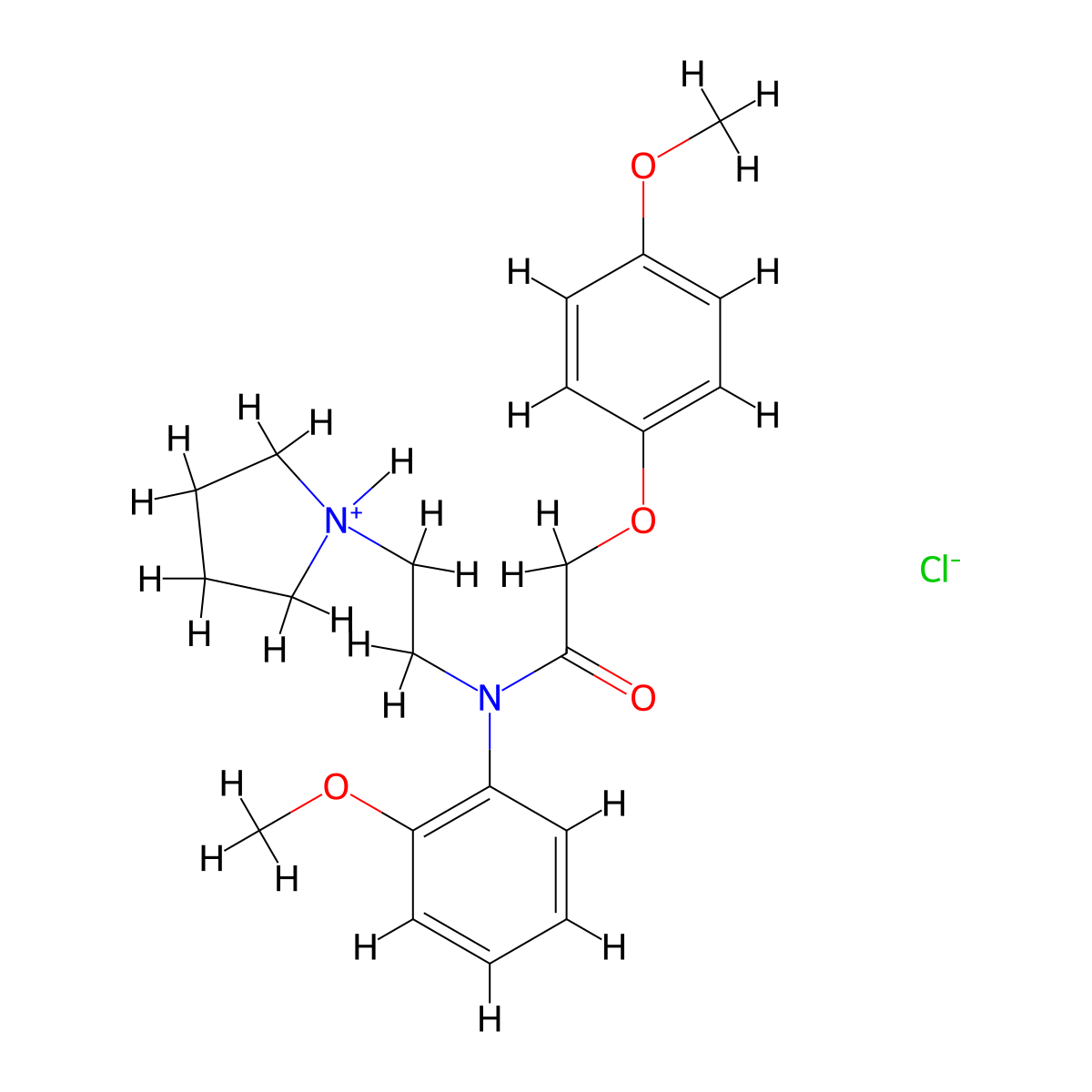 o-Acetanisidide, 2-(p-methoxyphenoxy)-N-(2-(1-pyrrolidinyl)ethyl)-, monohydrochloride molecular structure, CAS 27471-59-6