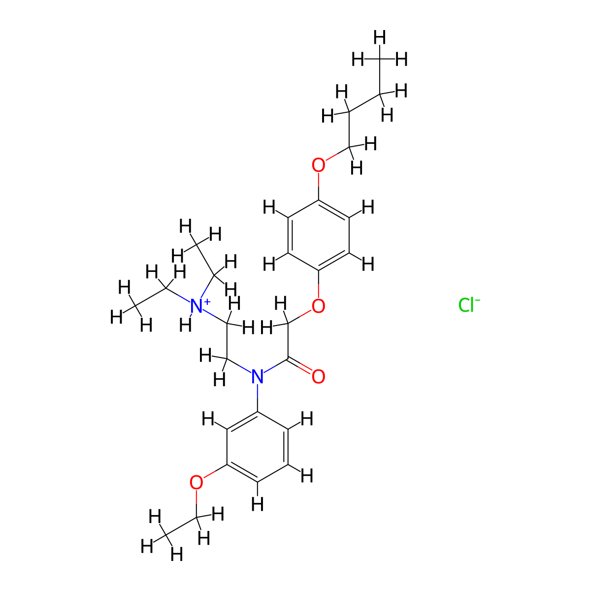 m-Acetophenetidide, 2-(p-butoxyphenoxy)-N-(2-(diethylamino)ethyl)-, monohydrochloride molecular structure, CAS 27471-62-1