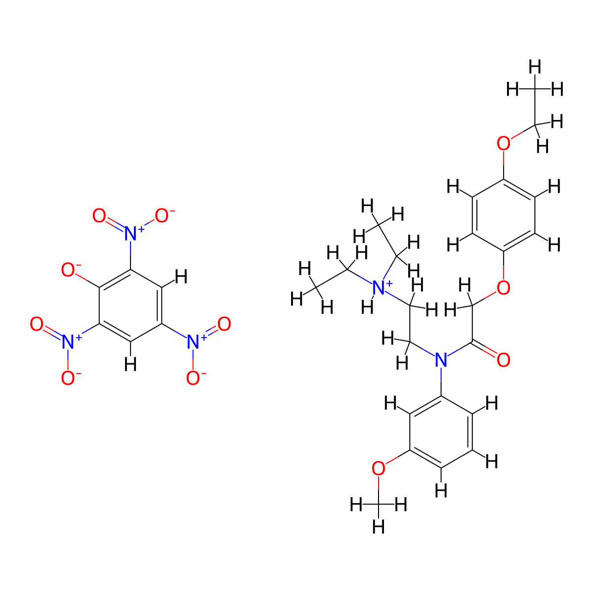 m-Acetanisidide, N-(2-(diethylamino)ethyl)-2-(p-ethoxyphenoxy)-, monopicrate molecular structure, CAS 27471-65-4