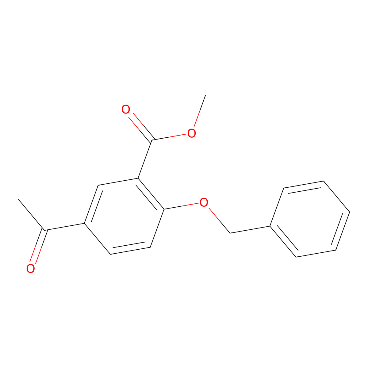 Benzoic acid, 5-acetyl-2-(phenylmethoxy)-, methyl ester molecular structure, CAS 27475-09-8