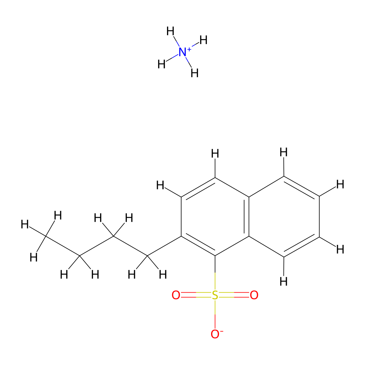 Naphthalenesulfonic acid, butyl-, ammonium salt (1:1) molecular structure, CAS 27478-24-6