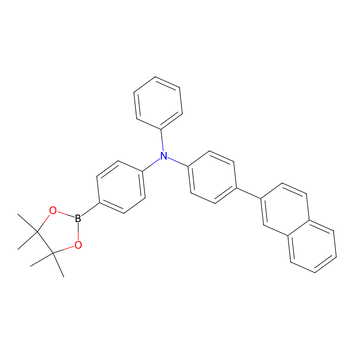 N-[4-(2-Naphthalenyl)phenyl]-N-phenyl-4-(4,4,5,5-tetramethyl-1,3,2-dioxaborolan-2-yl)benzenamine molecular structure, CAS 2747970-18-7