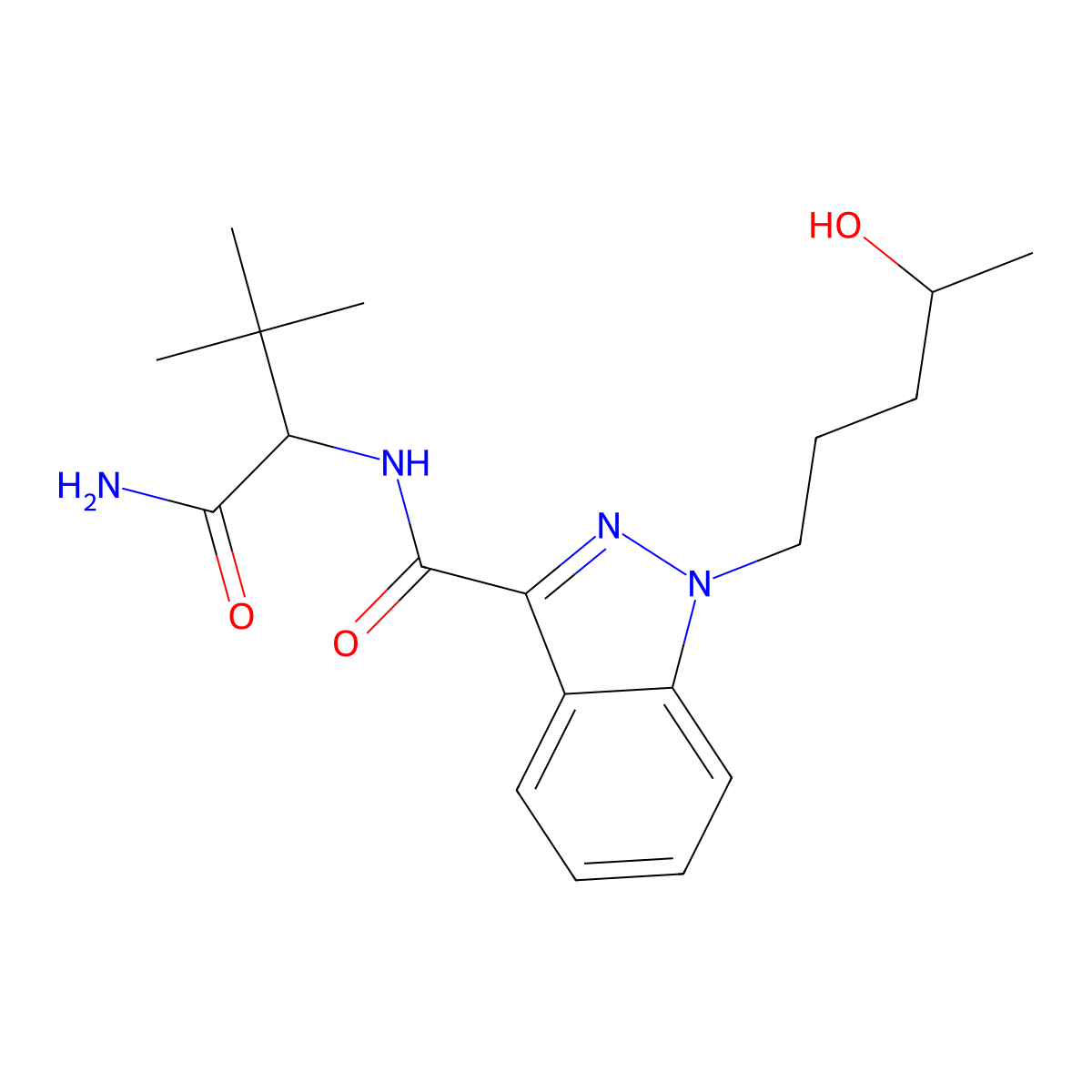 N-(1-amino-3,3-dimethyl-1-oxobutan-2-yl)-1-(4-hydroxypentyl)-1H-indazole-3-carboxamide molecular structure, CAS 2748155-91-9