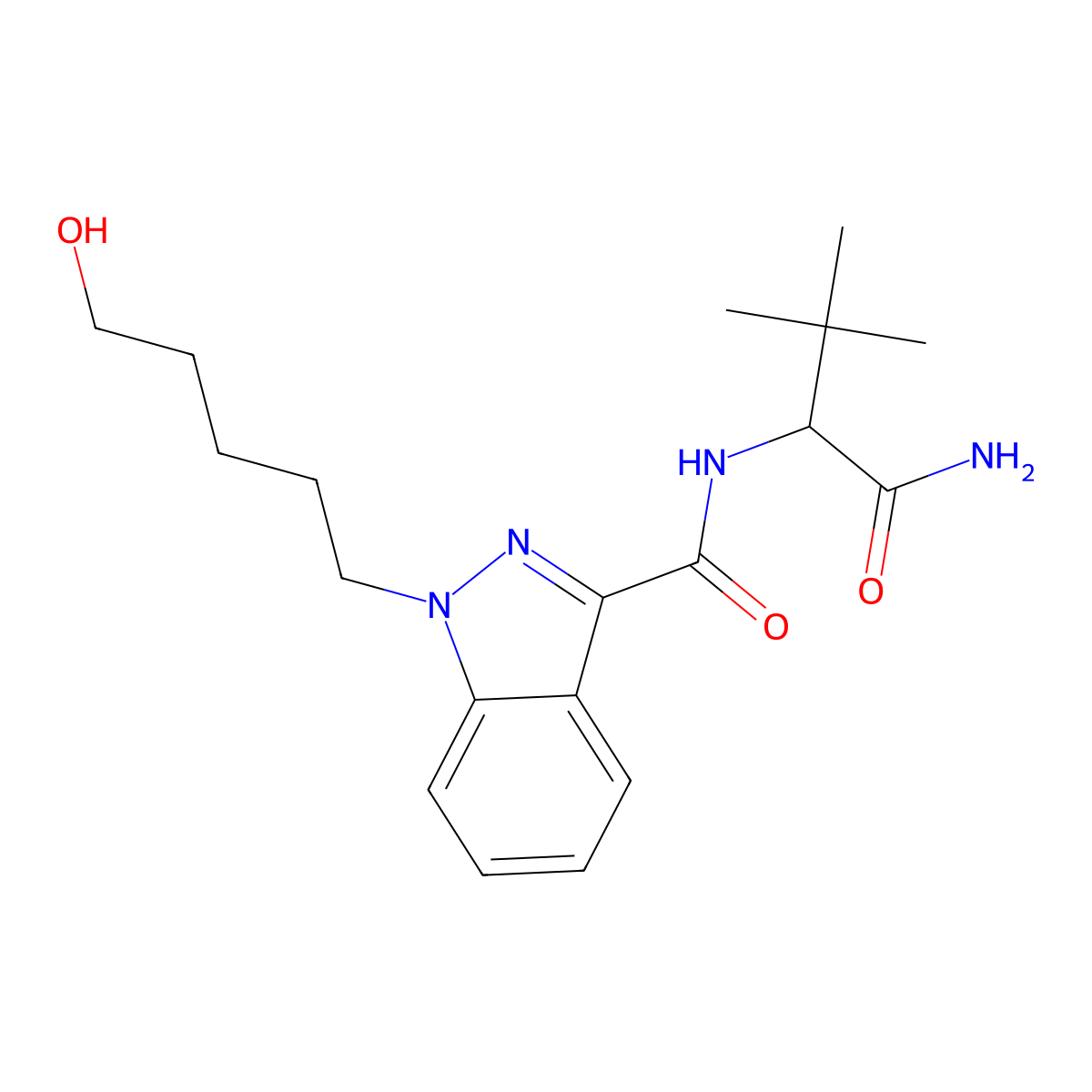 N-(1-amino-3,3-dimethyl-1-oxobutan-2-yl)-1-(5-hydroxypentyl)-1H-indazole-3-carboxamide molecular structure, CAS 2748161-03-5