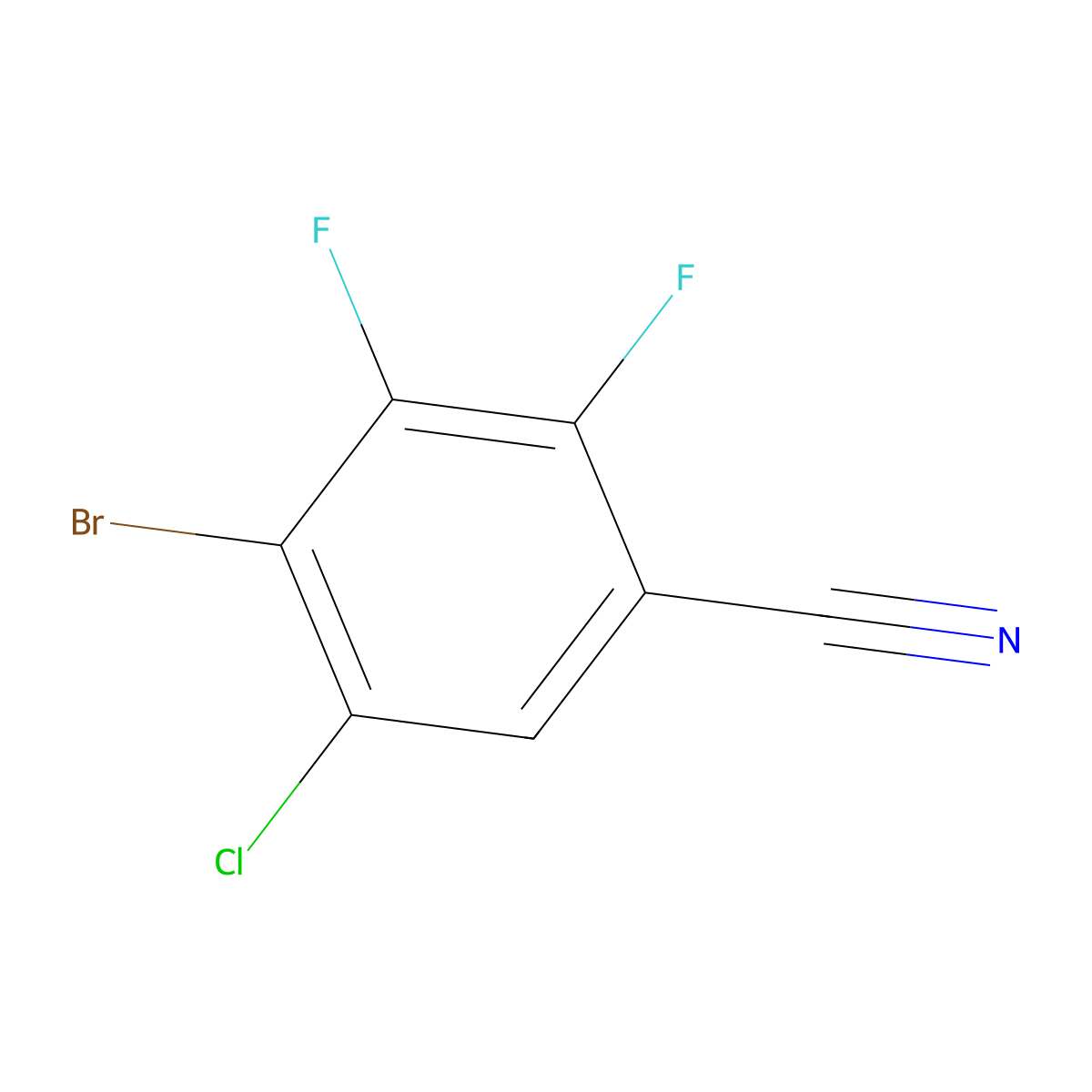 4-Bromo-5-chloro-2,3-difluorobenzonitrile molecular structure, CAS 2748184-94-1