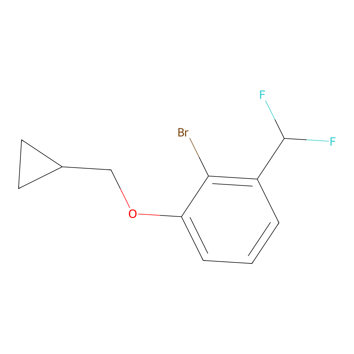 2-Bromo-1-(cyclopropylmethoxy)-3-(difluoromethyl)benzene molecular structure, CAS 2748188-64-7
