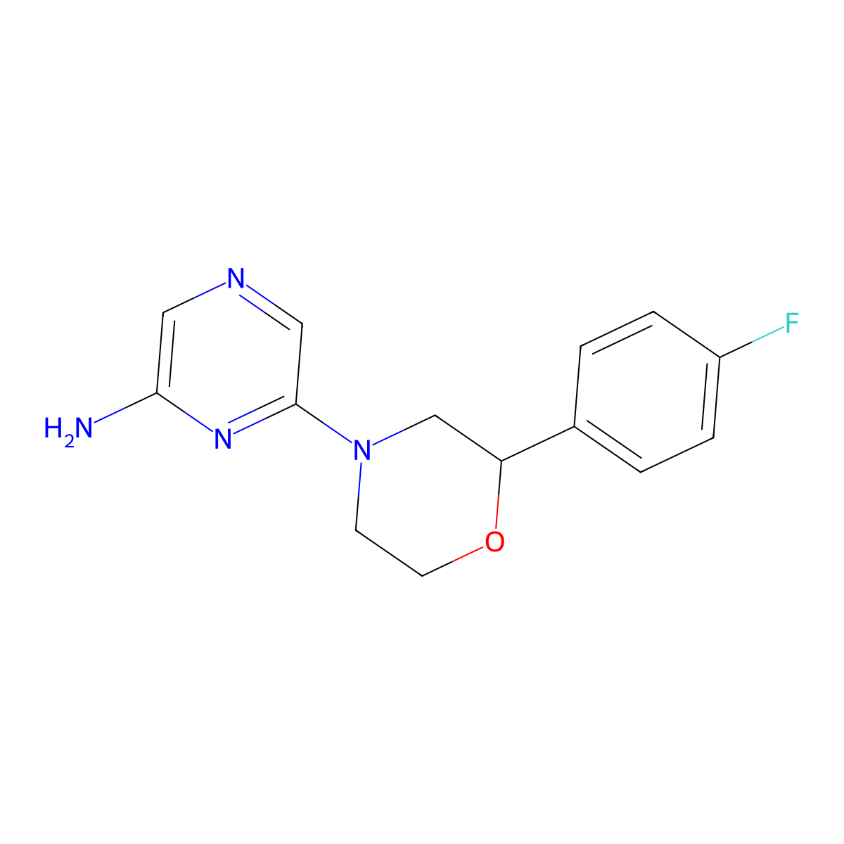 6-[2-(4-Fluorophenyl)-4-morpholinyl]-2-pyrazinamine molecular structure, CAS 2748193-10-2