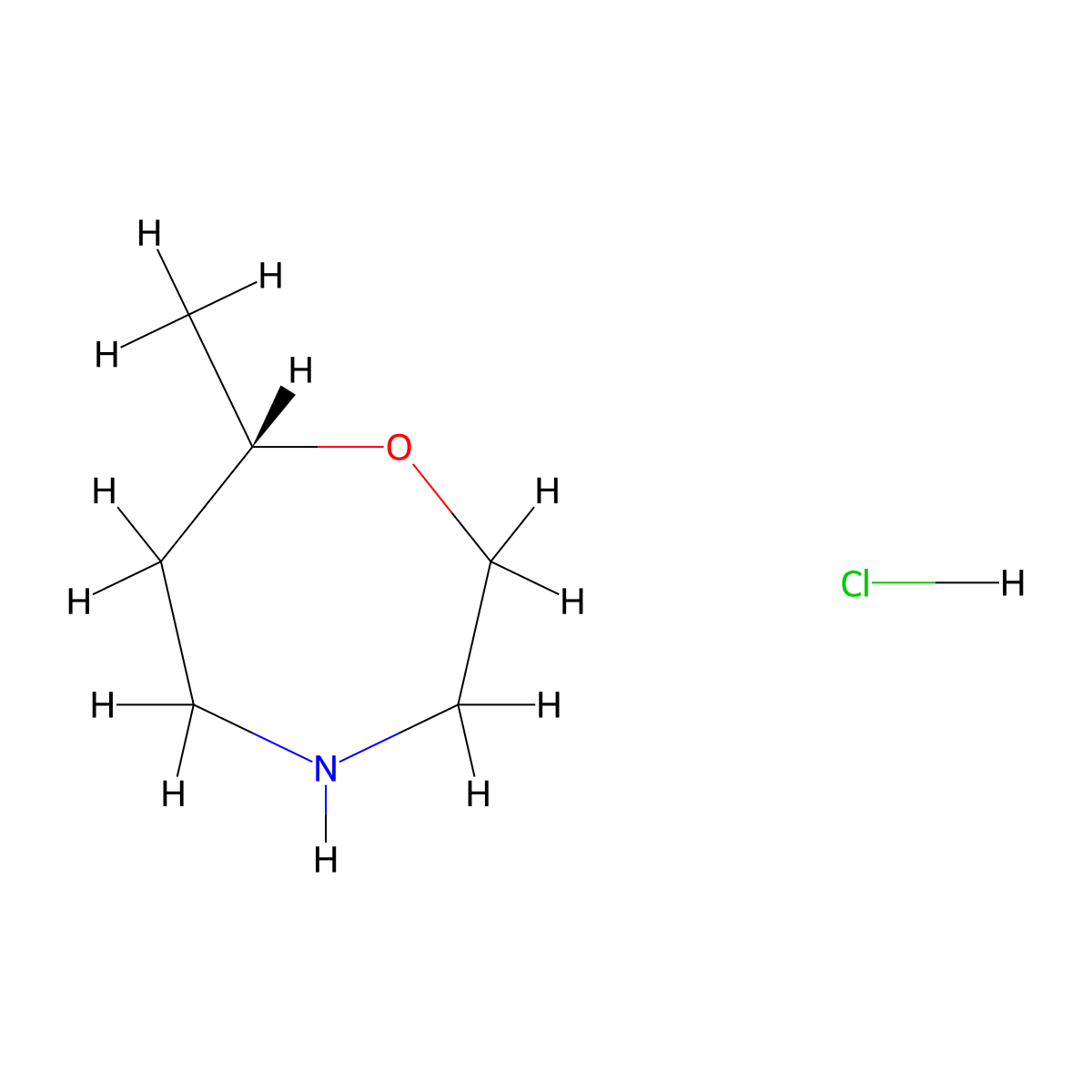 (7S)-7-methyl-1,4-oxazepane hydrochloride molecular structure, CAS 2748195-75-5