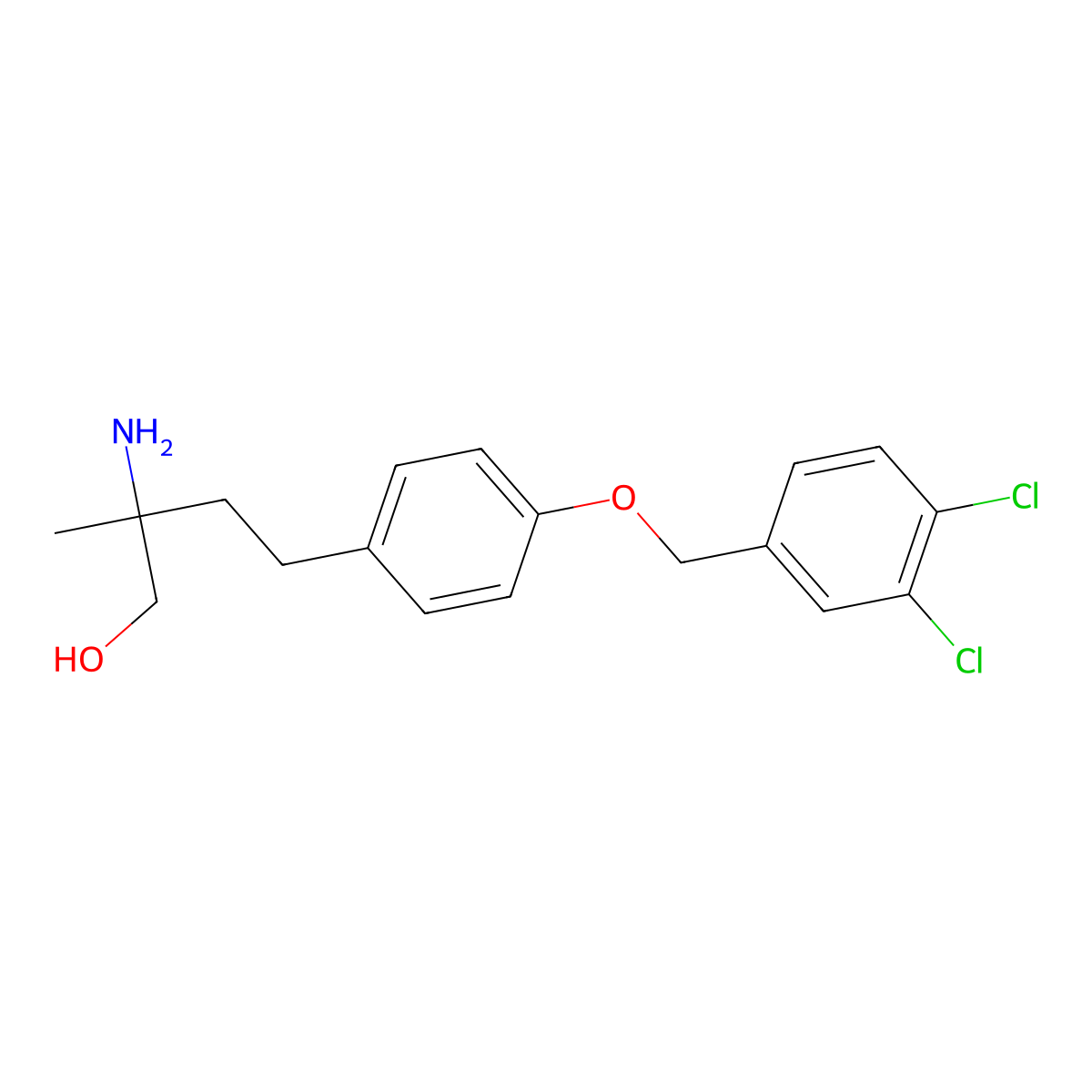 (S)-2-amino-4-(4-((3,4-dichlorobenzyl)oxy)phenyl)-2-methylbutan-1-ol molecular structure, CAS 2748196-63-4